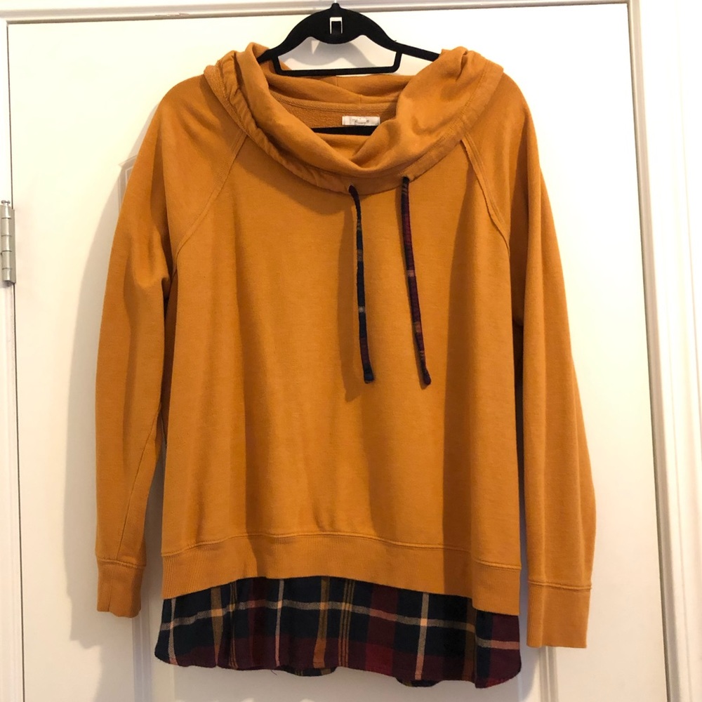Dark Orange Sweatshirt with Flannel Attachment